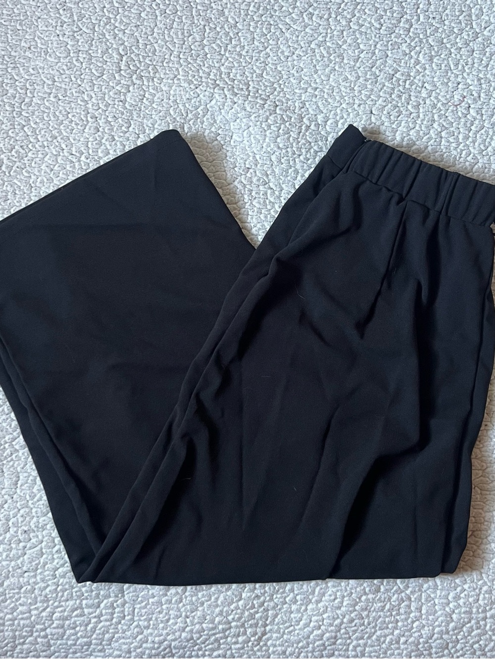 SHEIN Black Elastic-Waist Wide Leg Pants